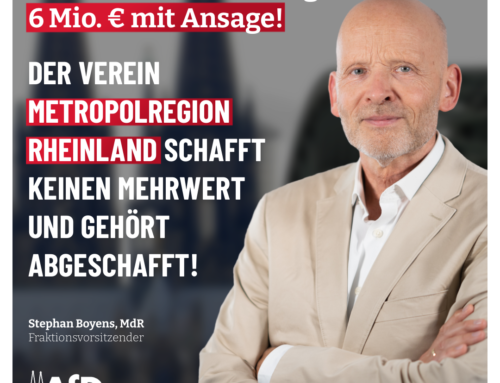 Metropolregion Rheinland: über 1 Mio. Steuerverschwendung pro Jahr mit Ansage
